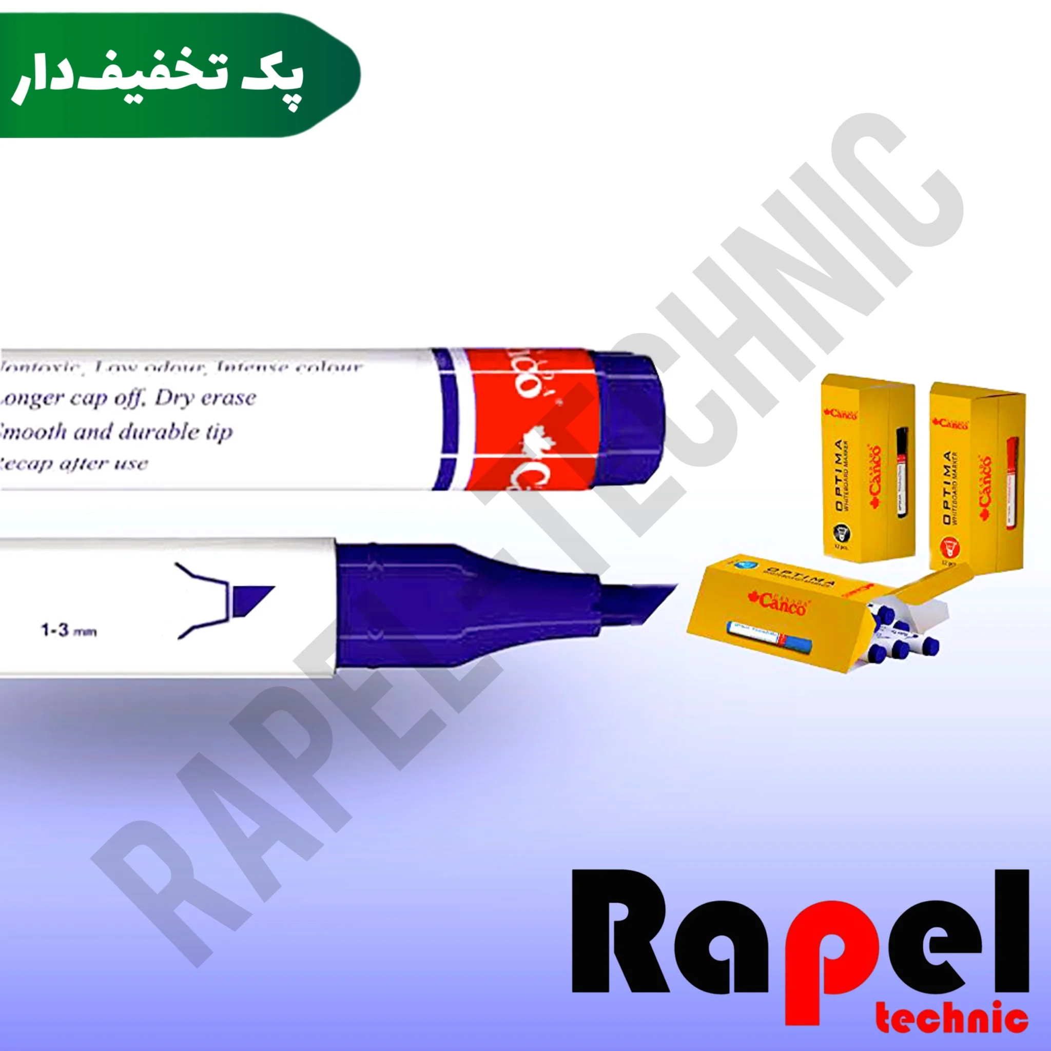 16512-10 ماژیک وایت برد آبی اوپتیما کنکو (canco) | (OPTIMA) نوک تخت (پک 10 عددی) - تصویر 1