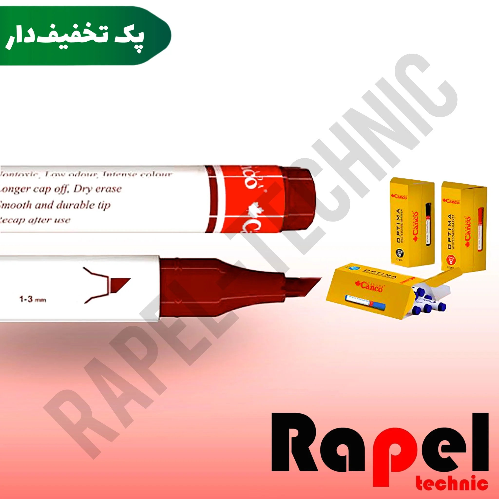 16514-10 ماژیک وایت برد قرمز اوپتیما کنکو (canco) | (OPTIMA) نوک تخت (پک 10 عددی) - تصویر 1