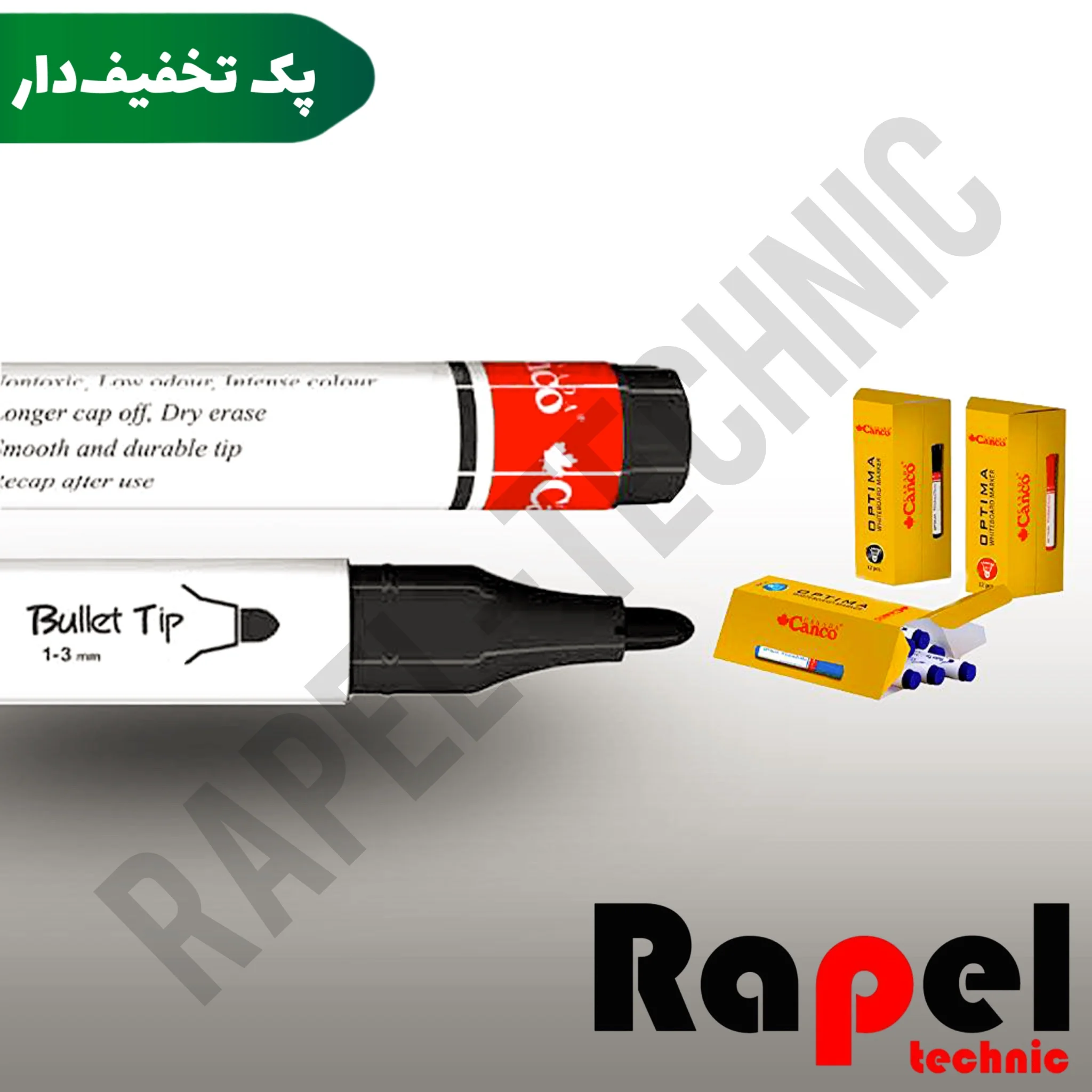16516-10 ماژیک وایت برد مشکی اوپتیما کنکو (canco) | مدل (OPTIMA) نوک گرد (پک 10 عددی) - تصویر 1